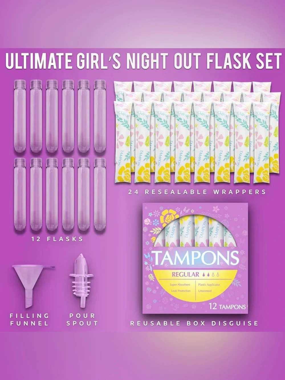 GoPong Tampon Flasks - 12 Pack